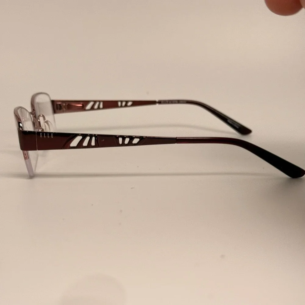 Elle EL18799 Burgundy Red Semi Rimless Rectangular Eyeglass Frames 53-17-135